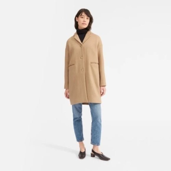EVERLANE Cocoon Tan Wool Blend Coat Long Camel - Picture 3 of 13